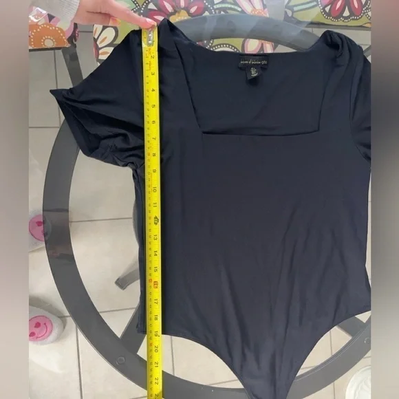 House of Harlow Fitted Square neck body suit shirt sleeves black size large - Picture 10 of 15